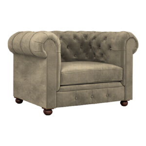 One Seater Rolled Arm Deep Buttoning Leatherette Sofa Chesterfield