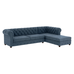 Right Aligned Two Seater Rolled Arm Deep Buttoning Leatherette Sofa with Chaise Option Chesterfield