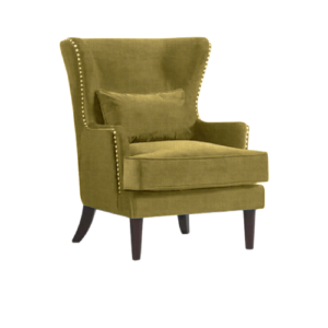 Brasstufted Lines Wingback Chair
