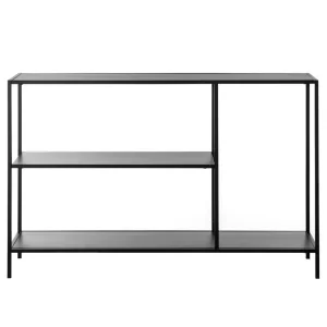Black Modern Display Metal Console Table with Open Shelfs