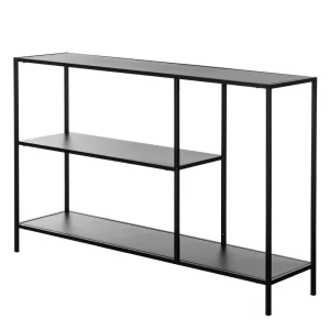 Black Modern Display Metal Console Table with Open Shelfs
