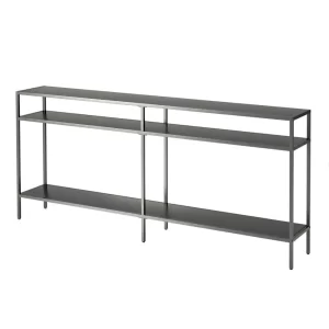 Rectangle Metal Console Table with Metal Shelves