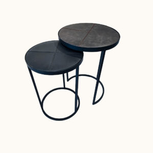 Leather Petals Round Step Side Table