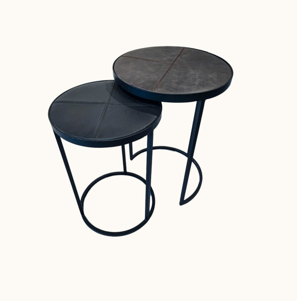 Leather Petals Round Step Side Table