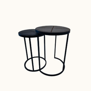 Leather Petals Round Step Side Table